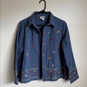 SOLD — Vintage 90’s BonWorth Blue Denim Leaves Shirt